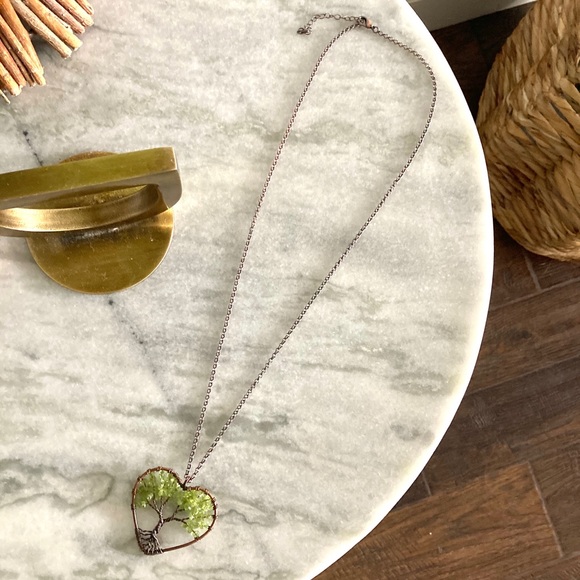 'Living Tree' Natural Gemstone Heart Pendant Necklace - Picture 3 of 14